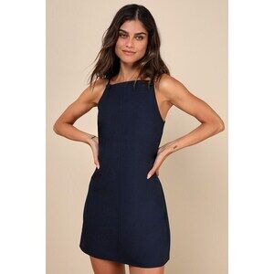 Lulus Chic Ease Navy Blue Sleeveless Mini Dress - Size M